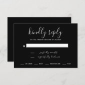 モダンなブラックとホワイトの結婚式の出欠返信カード 出欠カード (正面/裏面)