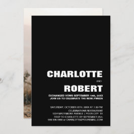 モダンなブラックとホワイトの結婚式の披露宴 招待状