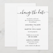 モダンなブラックとホワイトの結婚式延期 案内状 (正面/裏面)