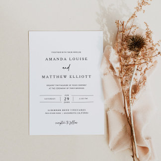 モダンなブラックとホワイトの結婚式招待状 招待状