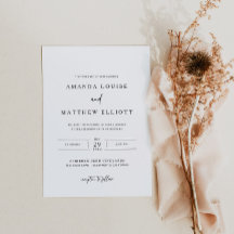 モダンなブラックとホワイトの結婚式招待状