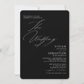 モダンなブラックとホワイトの結婚式招待状QRコード 招待状 (正面)