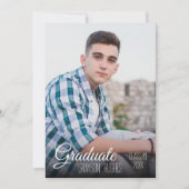 モダンなブラックとホワイトの3枚写真おしゃれな卒業 招待状 (正面)