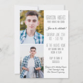 モダンなブラックとホワイトの3枚写真おしゃれな卒業 招待状 (裏面)