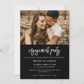 モダンなブラックのエンゲージメントパーティー 招待状 (正面)