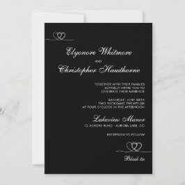 モダンなブラックのシックな結婚式のミックス&マッチ 招待状