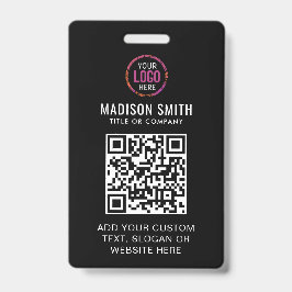 モダンなブラックのビジネス ロゴ イベント用 QR コード バッジ