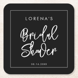 モダンなブラックのブライズシャワー スクエアペーパーコースター