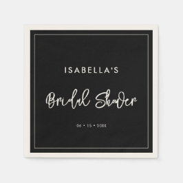 モダンなブラックのプリンセスシャワー スタンダードカクテルナプキン