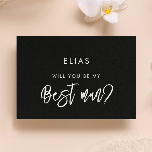 モダンなブラックのベストマン提案カード 招待状