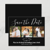 モダンなブラックのミニマルな写真を使った結婚式の延期・日程変更のお知らせ (正面/裏面)