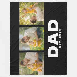 モダンなブラックの太字 Dad Established 3枚の写真  フリースブランケット