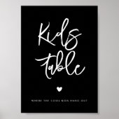 モダンなブラックの子供用テーブル ウェディングサイン ポスター (正面)