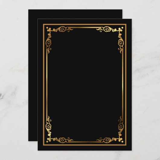モダンなブラックの招待状（フレーム付き) 招待状 (正面/裏面)