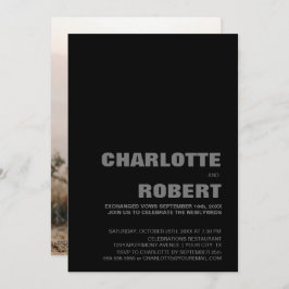 モダンなブラックの結婚式の披露宴 招待状