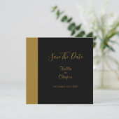 モダンなブラックの結婚式 ゴールドバー セーブザデート (スタンド正面)