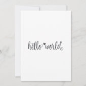 モダンなブラックの「Hello World」ベビーシャワーグッズ 招待状 (裏面)