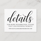 モダンなブラックアンドホワイトのスクリプトウェディング詳細 エンクロージャーカード (正面)