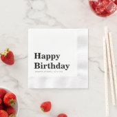 モダンなブラックアンドホワイトの誕生日 縁ありカクテルナプキン (インサイチュ)