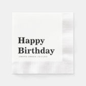 モダンなブラックアンドホワイトの誕生日 縁ありカクテルナプキン (正面)