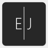 モダンなブラックイニシャルステッカー スクエアシール (正面)