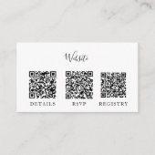 モダンなブラックウェディング QRコード挿入 ミニマル エンクロージャーカード (正面)