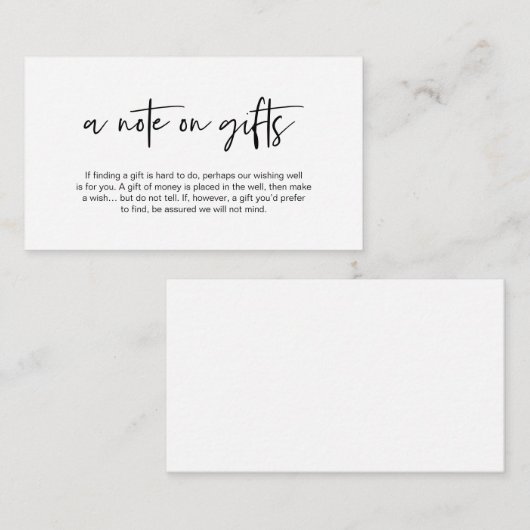 モダンなブラックカジュアルエレガンスフォント、ギフトについてのメモ エンクロージャーカード (正面/裏面)