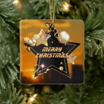 モダンなブラックゴールドのメタリックスタークリスマス