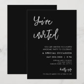 モダンなブラックスタイル ご招待 招待状 (正面/裏面)