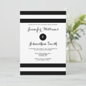 モダンなブラックストライプのリハーサルディナー招待状 招待状 (スタンド正面)