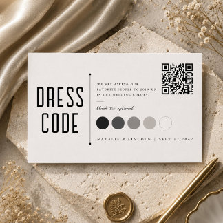 モダンなブラックタイ任意の結婚式の色QR エンクロージャーカード