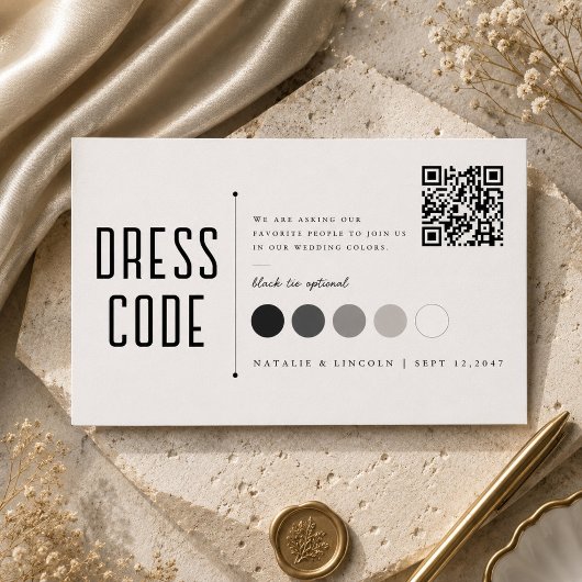 モダンなブラックタイ任意の結婚式の色QR エンクロージャーカード