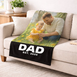 モダンなブラックフォト Dad Established フリースブランケット