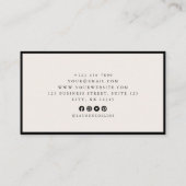 モダンなブラックフレームのソーシャルメディアアイコン付き名刺 名刺 (裏面)