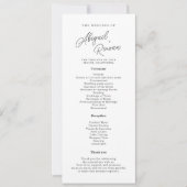 モダンなブラックホワイトスクリプトの結婚式プログラム 招待状 (正面)