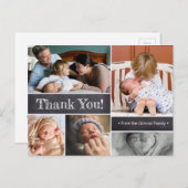 モダンなブラックボードスタイルのセカンドベイビーシャワーのお礼メッセージ ポストカード (正面/裏面)