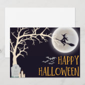 モダンなブラックミニマルハッピーハロウィン シーズンカード (正面/裏面)