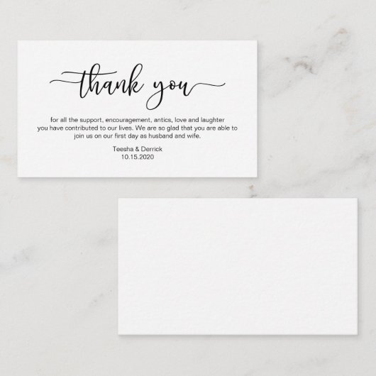 モダンなブラックミニマルフォント、誕生日ありがとう エンクロージャーカード (正面/裏面)