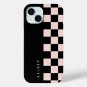 モダンなブラック+クリームの市松模様 パーソナライズデザイン Case-Mate iPhoneケース (裏面)