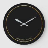 モダンなブラック×ゴールドの出発&到着カスタムデザイン ラージ壁時計 (正面)