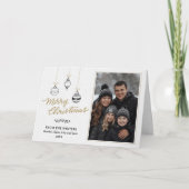 モダンなブラック&ゴールドの家族写真 シーズンカード (正面)