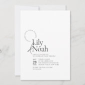 モダンなブラック＆ホワイトのオールインワン結婚式 招待状 (正面)