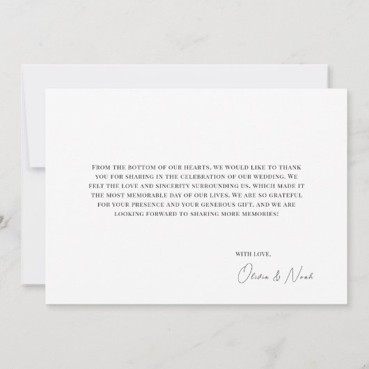 モダンなブラック&ホワイトのカスタマイズ感謝カード サンキューカード (裏面)