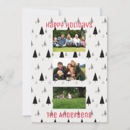 モダンなブラック＆ホワイトのクリスマスツリー柄 シーズンカード