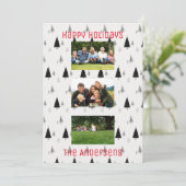 モダンなブラック&ホワイトのクリスマスツリー柄 シーズンカード (スタンド正面)