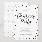 モダンなブラック＆ホワイトのクリスマスホリデーパーティー 招待状 (正面/裏面)