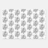 モダンなブラック&ホワイトのクリスマス名言ギフト ラッピングペーパーシート (正面3)