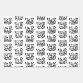 モダンなブラック&ホワイトのクリスマス名言ギフト ラッピングペーパーシート (正面2)