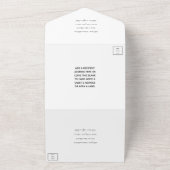 モダンなブラック&ホワイトのスクリプト ミニマリスト ウェディング オールインワン招待状 (外側)