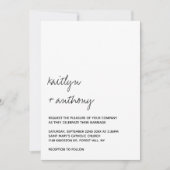 モダンなブラック＆ホワイトのスクリプト ミニマル ウェディング 招待状 (正面)